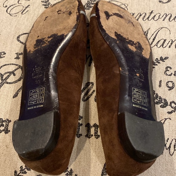 LK BENNETT Elegant Brown Suede Light Blue Accent Women's Loafers Size 9 - Picture 6 of 7